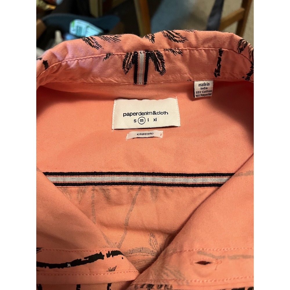 Hawaiian Shirt Palm Trees On Melon Men Med Golf Surfer Tennis Pickleball Cruise
